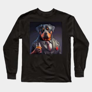 portrait of a rottweiler boss Long Sleeve T-Shirt